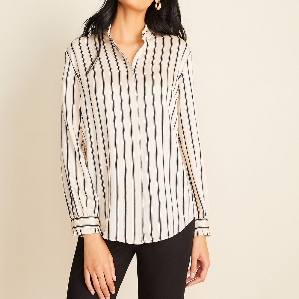 Ann Taylor striped blouse button down